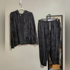 Old Navy Black And Gray Tie Dye Hoodie And Matching Joggers Set Sz XL